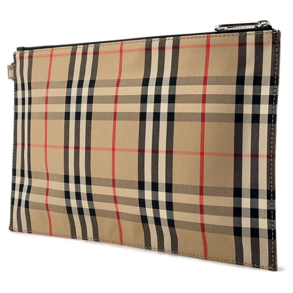 Burberry Check Clutch Canvas Bag
